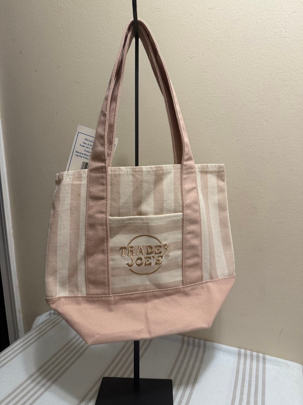 Trader Joe’s Striped Mini Canvas Tote Beige NWT 2026
